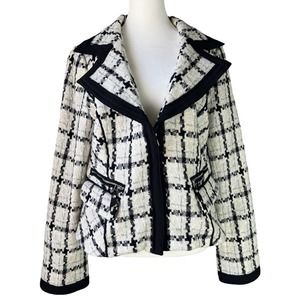 White House Black Market Black and White Tweed Jacket Size 12